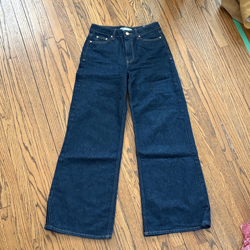 Zara Dark Blue Flare & Wide Leg Jeans